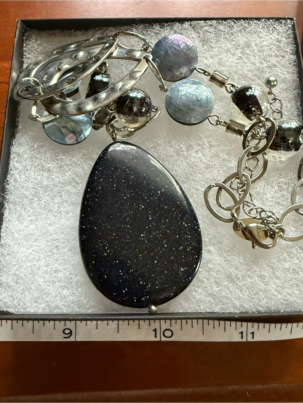 Lia Sophia River Rock Blue Teardrop Pendant 20” Necklace